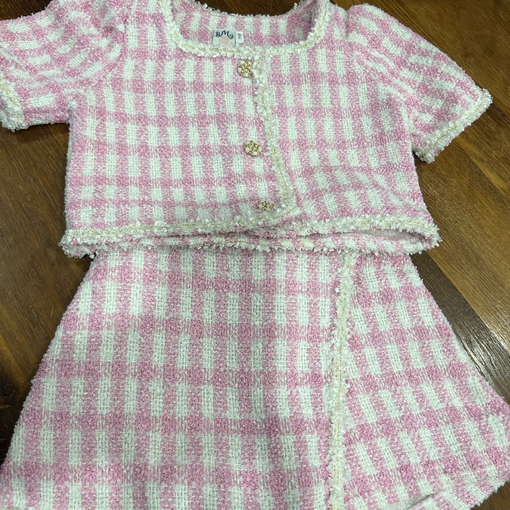 Charming BMB Kids Pink and White Checkered Set